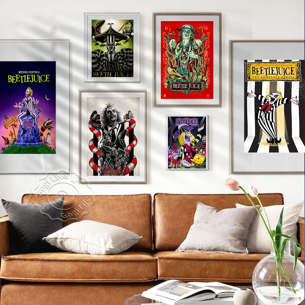 

America Terror Comedy Movies Beetlejuice Poster, Tim Burton Director Fantasy Film Beetlejuice Vintage Art Prints, Club Decor