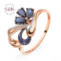 skm flower delicate rings for women 14k rose gold brand designer engagement rings designer promise luxury fine jewelry
