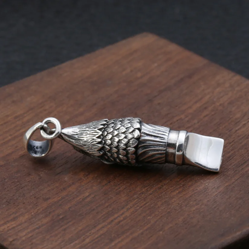 S925 стерлингового серебра женщина самообороны свисток цепь кулон Настоящее