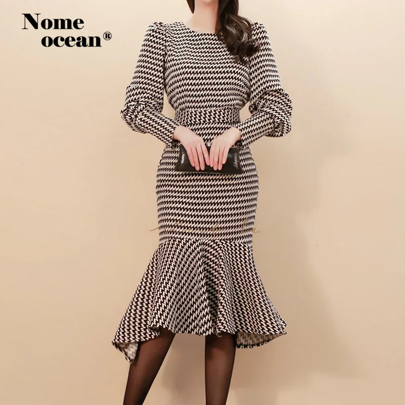 Комплект из двух предметов с платьем русалки винтажное женское платье в клетку