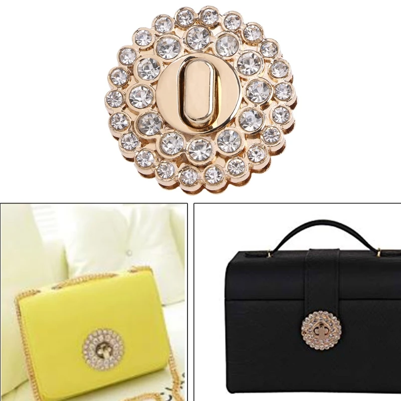 

Women Rhinestone Metal DIY Clasp Turn Twist Lock For Handbag Shoulder Bag Purse