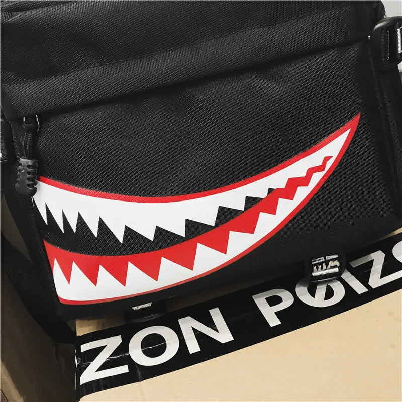 Сумка на плечо с рисунком большого зуба из ткани Оксфорд модная Мужская и Женская