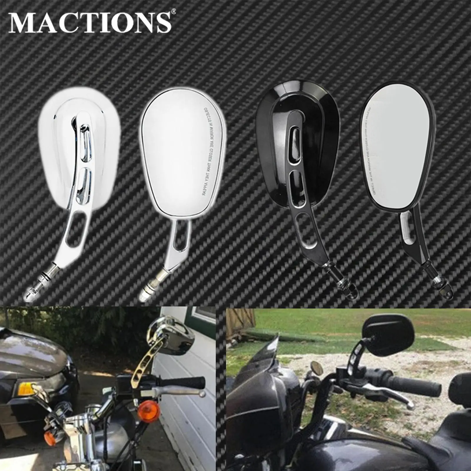 Мотоциклетное зеркало заднего вида глянцевый черный/хром для Harley Touring Street Glide FLHR