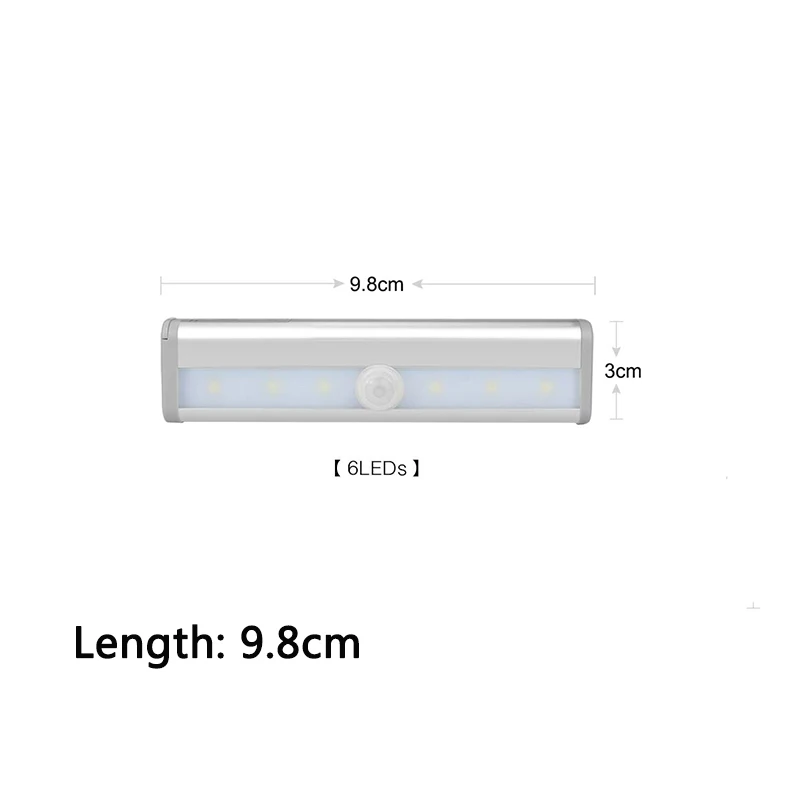 Length 9.8cm Светодиодный настенный светильник с датчиком движения, прикроватный светильник для спальни, зеркальный светильник для ванной комнаты, настенный светильник на батарейках, светодиодный ночник - Цвет абажура: Length 9.8cm