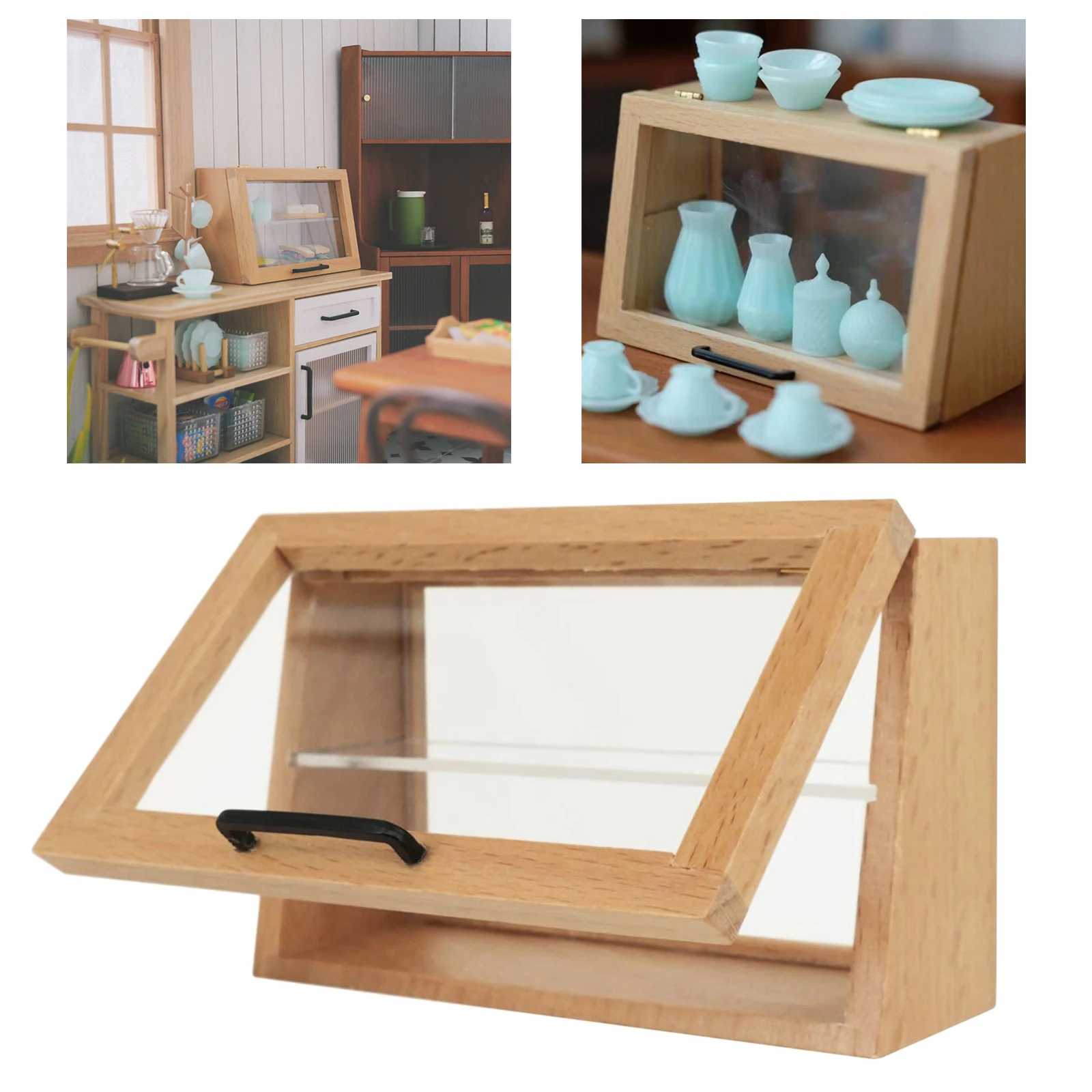 

1/12 Scale Dollhouse Miniature Handmade Bakery Cake Display Cabinet Kitchen