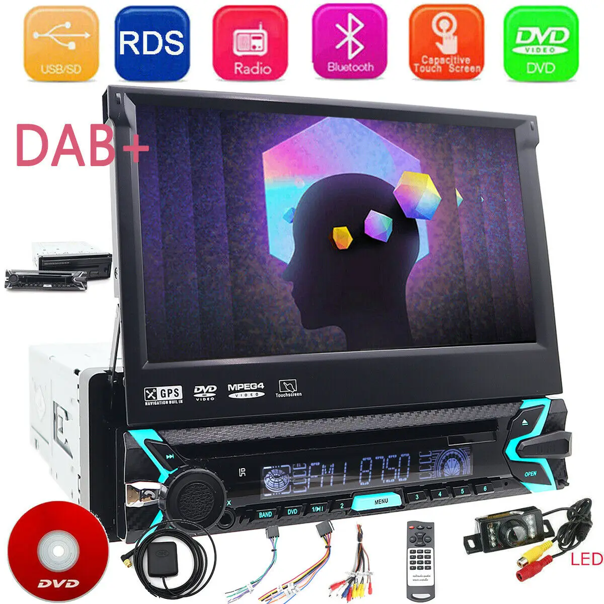 Один 1 DIN 7 &quotHD откидной GPS Навигация стерео CD DVD плеер Радио BT CCD | Автомобили и