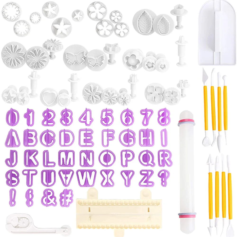 

88 шт. формы для помадки, цветок, инструменты для помадки, резак для украшения сахарной мастики, набор инструментов для помадки, форма для печ...