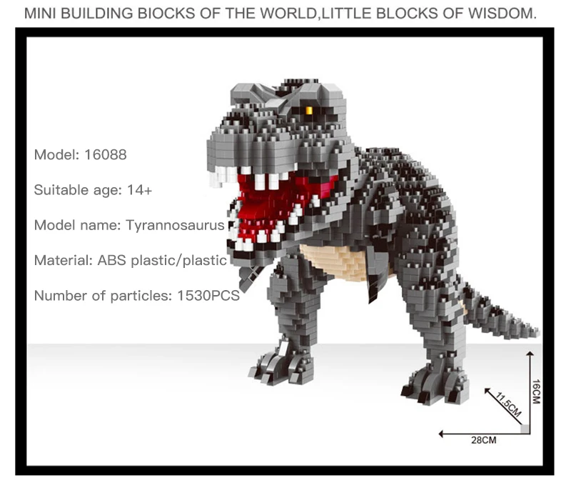 

New Micro Small Particle Building Blocks Tyrannosaurus Velociraptor Puzzle Dinosaur DIY Assembly Model Toys for Children Gifts