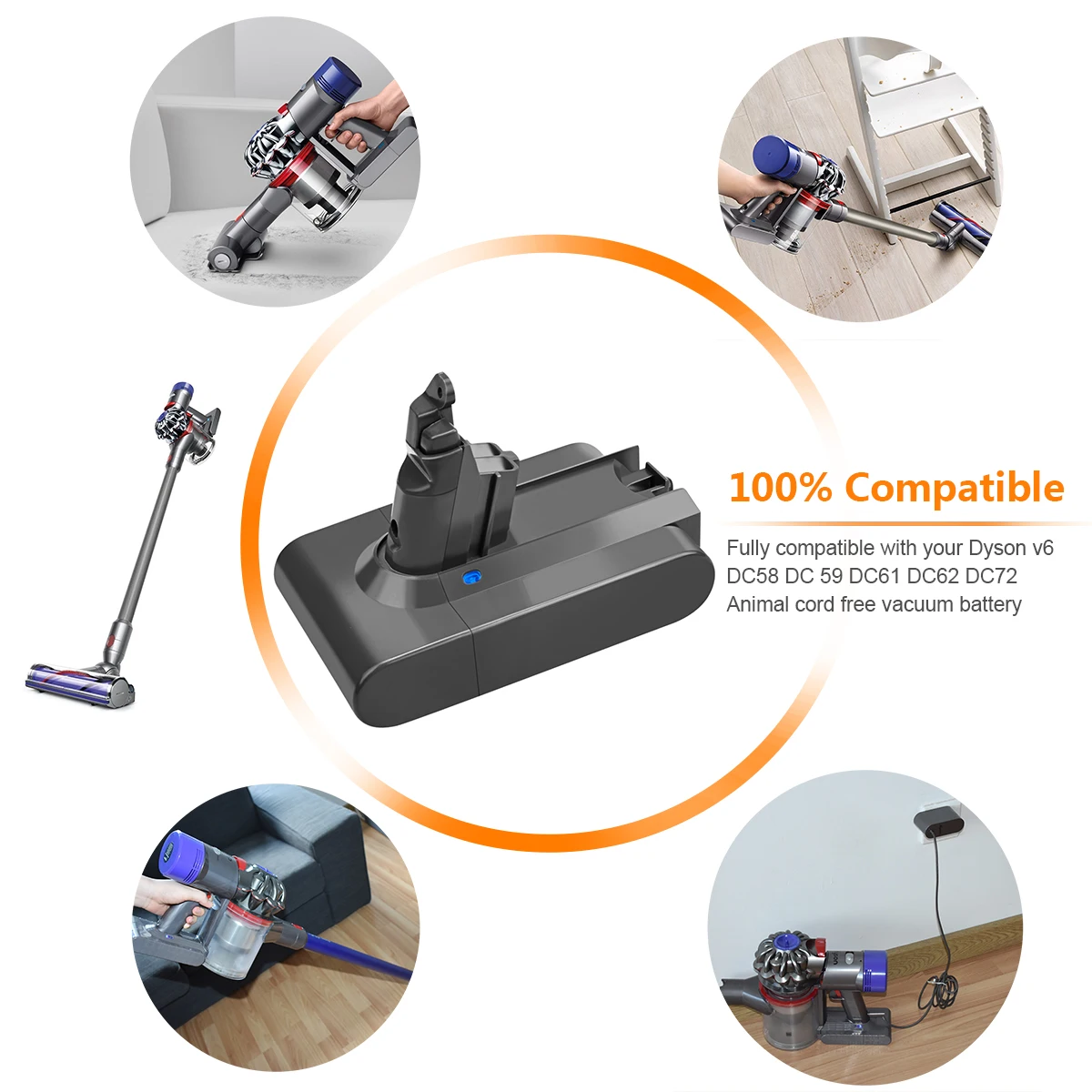21,6 V 2200 мА/ч, Батарея для Dyson V6 DC58 DC59 DC61 DC62 DC72 DC74 животных