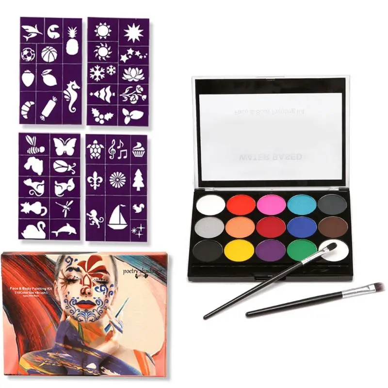 

15 Color Non-Toxic Professional Palette Kids Body Party Face Painting Makeup Kit
