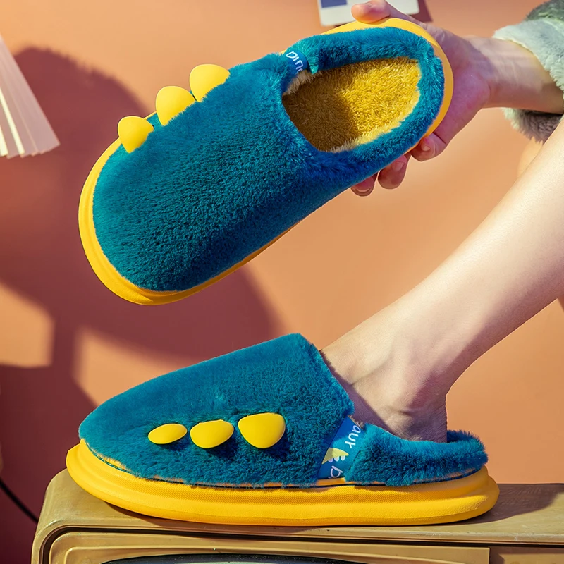 

Women's Slippers Platform Winter Japanese Cartoon Patchwork Design Shoes Home Ladies Funny House Slides Plush Warm Indoor Man