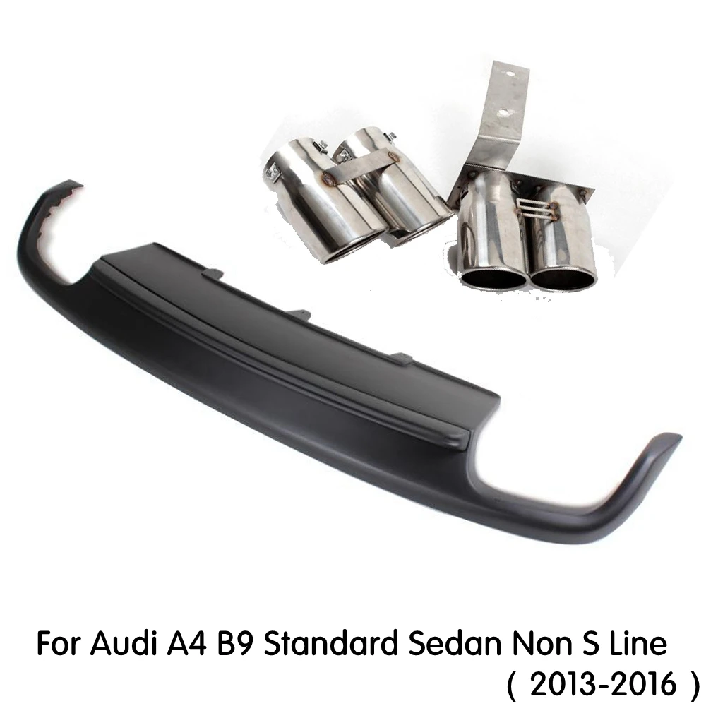 PP Диффузор губа на задний бампер Концевая выхлопная труба для Audi A4 B8 Стандартный