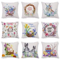 happy easter cushion cover cartoon cute rabbit throw pillow cover home decor sofa chair easter decorative plush pillowcases