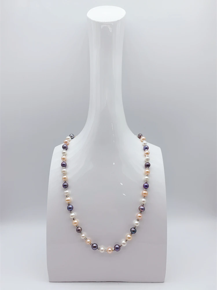 

7-8mm Multicolor AAA Freshwater Pearl Necklace For Women Girl Choker FoLisaUnique White Pink Black Color White Gold Filled Beads