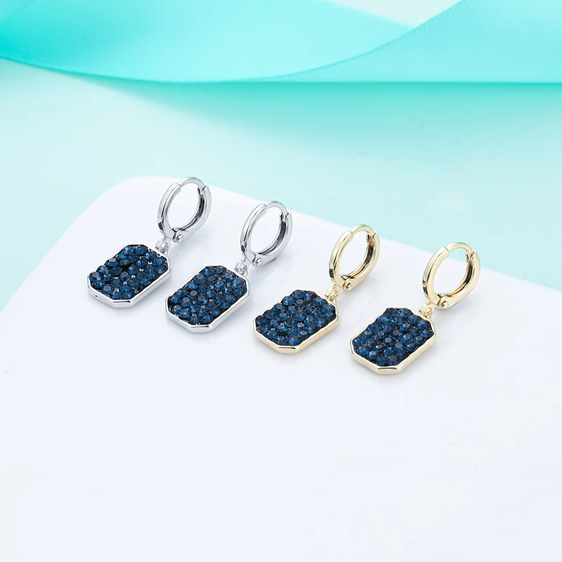 MAIKALE корейские модные квадратные золотые серебряные висячие серьги с камнями, фианит, голубой камень, CZ серьги для женщин, ювелирные изделия, подарки для девочек