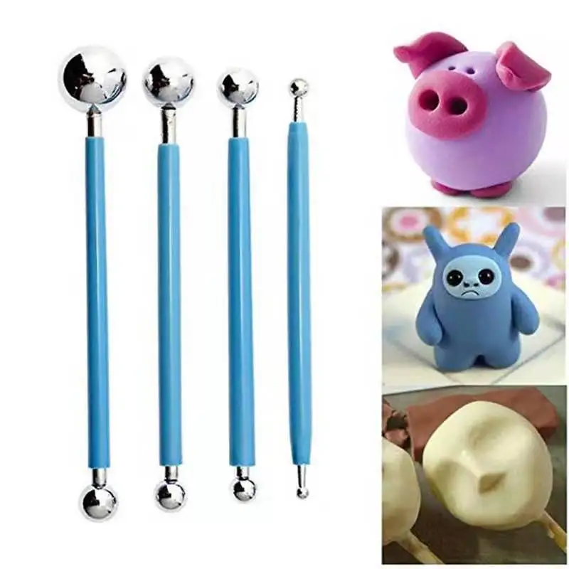 

Polymer Clay Tool 4pcs/set Stainless Steel BJD Molding Ball Stylus Paper Flower Petal Make pottery tools