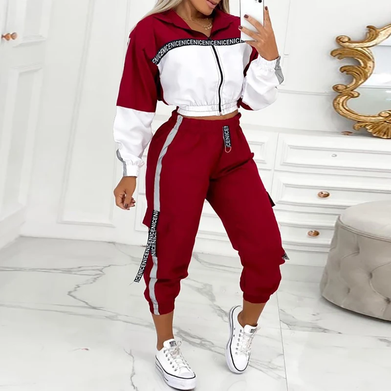 

Spring New Women Leopard Print Stitching Casual Suits 2022 Fashion Zipper Long Sleeve Sweatshirt + Sweatpants 2pcs Set Tracksuit