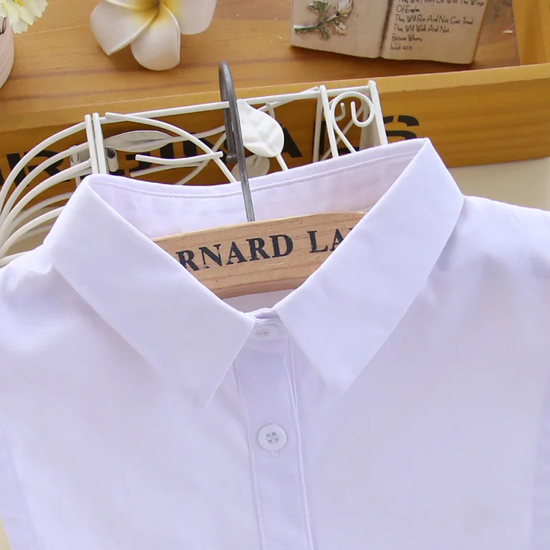 Модные съемные воротники детская хлопковая рубашка без косточек свинцовый