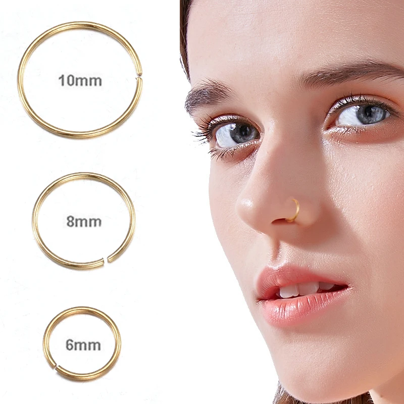 

O Shaped Fake Nose Stud Ring Hoop Septum Rings Stainless Steel Nose Piercing Fake Piercing Oreja Pircing Jewelry 1Pcs