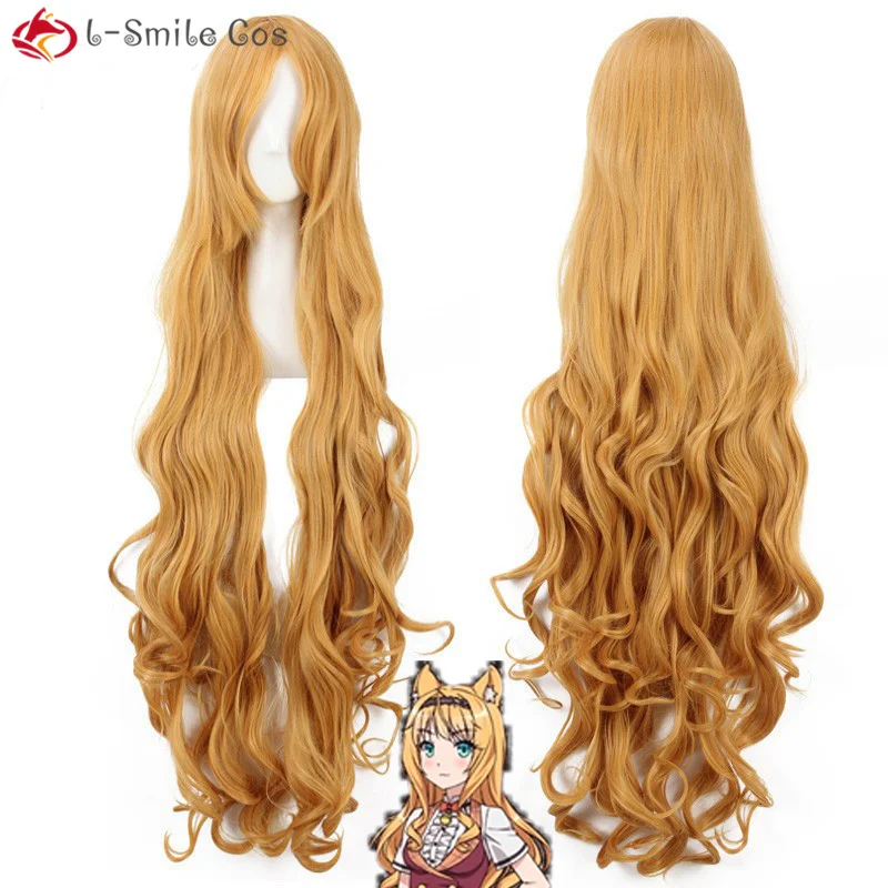 

39incehs 100cm Long Wig Nekopara Maple Golden Blonde Cosplay Anime Wigs Heat Resistant Synthetic Wigs + Wig Cap