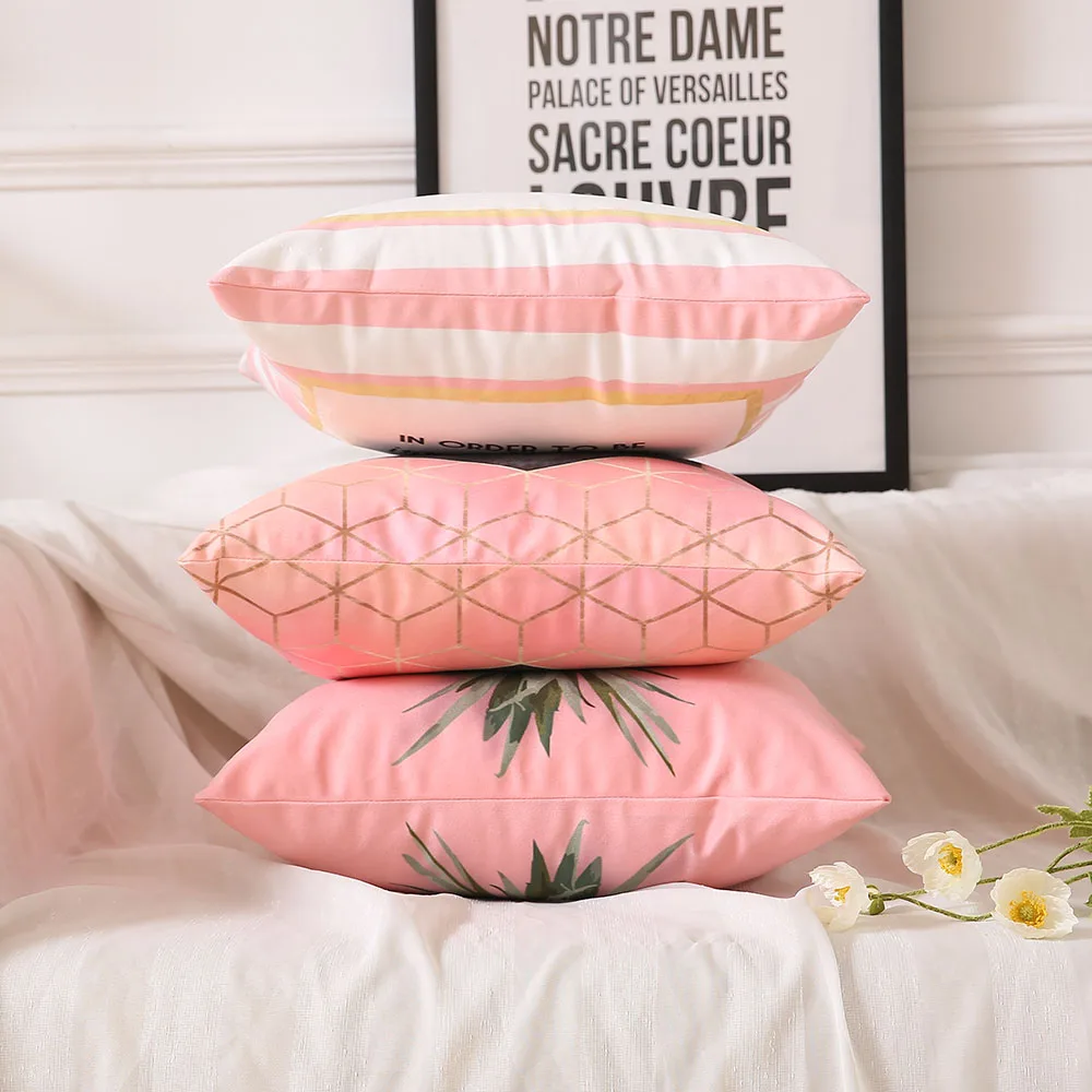 Elephant Pineapple Pink Golden Pillow cover Geometric cushion decorative for office Home Decor pillow sofa cushions | Дом и сад