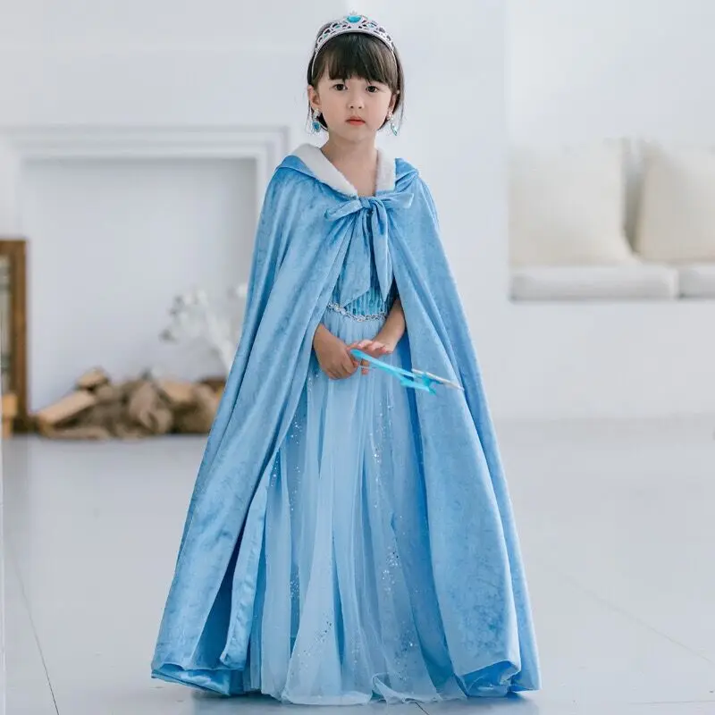 Зимняя накидка принцессы для девочек на Хэллоуин Анна Эльза София Белль девушек |