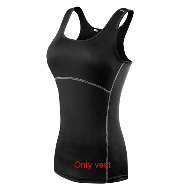 Black vest Женский комплект для занятий йогой без рукавов, для бега, фитнеса, спортивный жилет+ штаны, Леггинсы для йоги, одежда для спортзала, спортивный костюм для бега, спортивная одежда - Цвет: Black vest