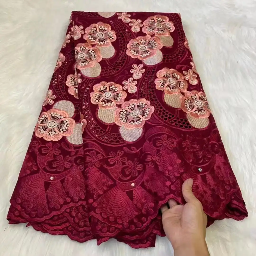 

High Quality 100% Cotton Embroidery Lace Fabric Swiss Voile Lace In Switzerland 2021 New Design African Tulle Lace Lace Material