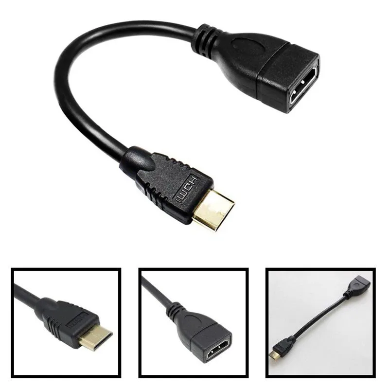 Мини HDMI-совместимый штекер-HDMI-совместимый гнездо адаптер кабель 1080P 15 см