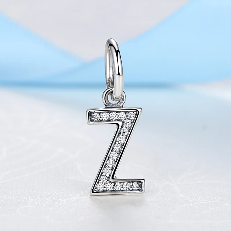 Оригинальные бусины из стерлингового серебра 925 Подвески с A-Z буквами, подвески с алфавитом, подходят для браслетов Pandora, для женщин, сделай сам, изготовление ювелирных изделий