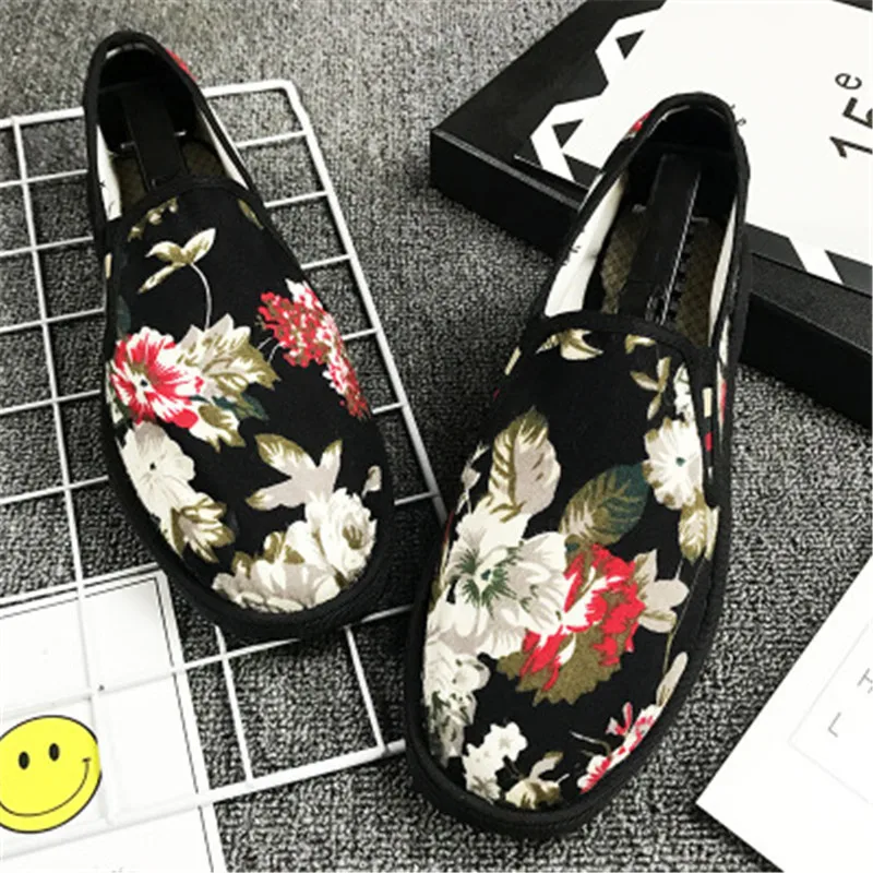 Мужские холщовые кроссовки Вулканизированная подошва удобные без шнуровки