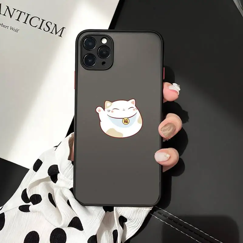 

Japan Koi Fish Cherry Blossom Lucky Cat Phone Case matte transparent For iphone 7 8 11 12 plus mini x xs xr pro max cover