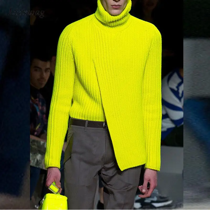

2022 Spring Autumn Long Sleeve Tops Pullover Casual Men Turtleneck Sweater Jumper High Street Fashion Solid Mens Knitted Sweater