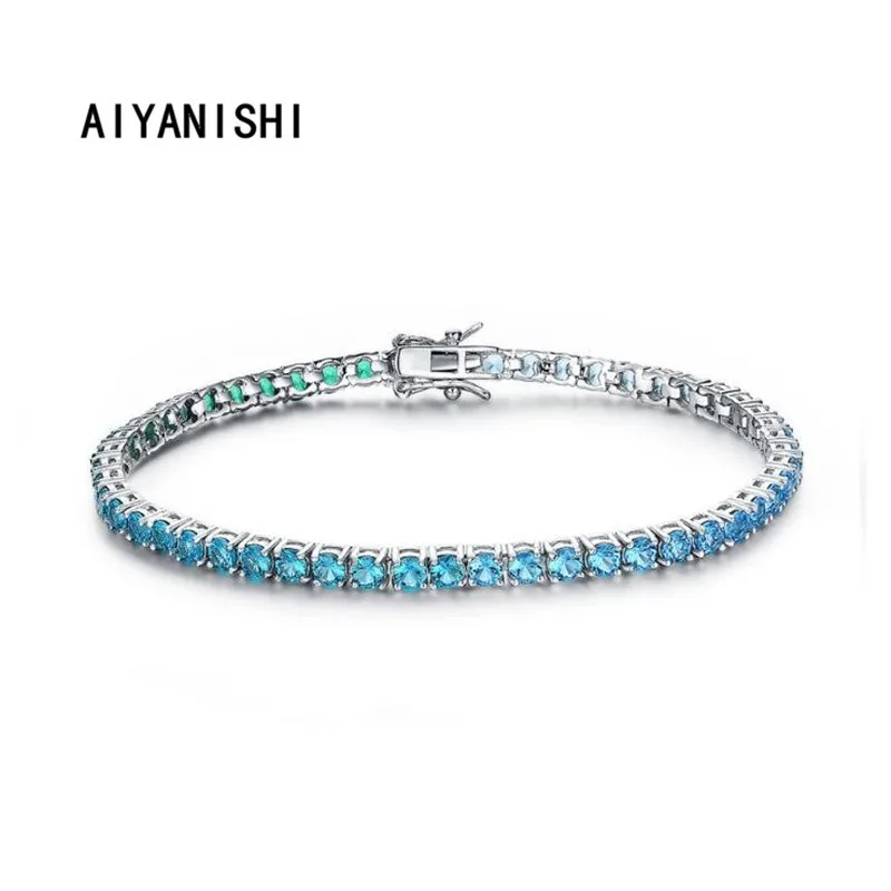 AIYANISHI 925 Sterling Silver 18cm tennis bangle bracelet for women wedding fashion luxury bracelets christmas gift jewelry