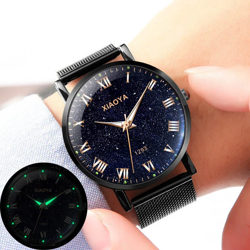 XY1293BB Relogio masculino креативные ультратонкие часы мужские полностью из нержавеющей стали черные часы светящиеся арабские часы водонепроницаемые военные - Цвет: XY1293BB