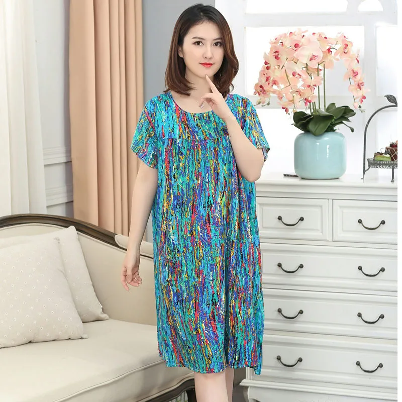 Ночная рубашка женская для средних лет летняя сорочка с коротким рукавом