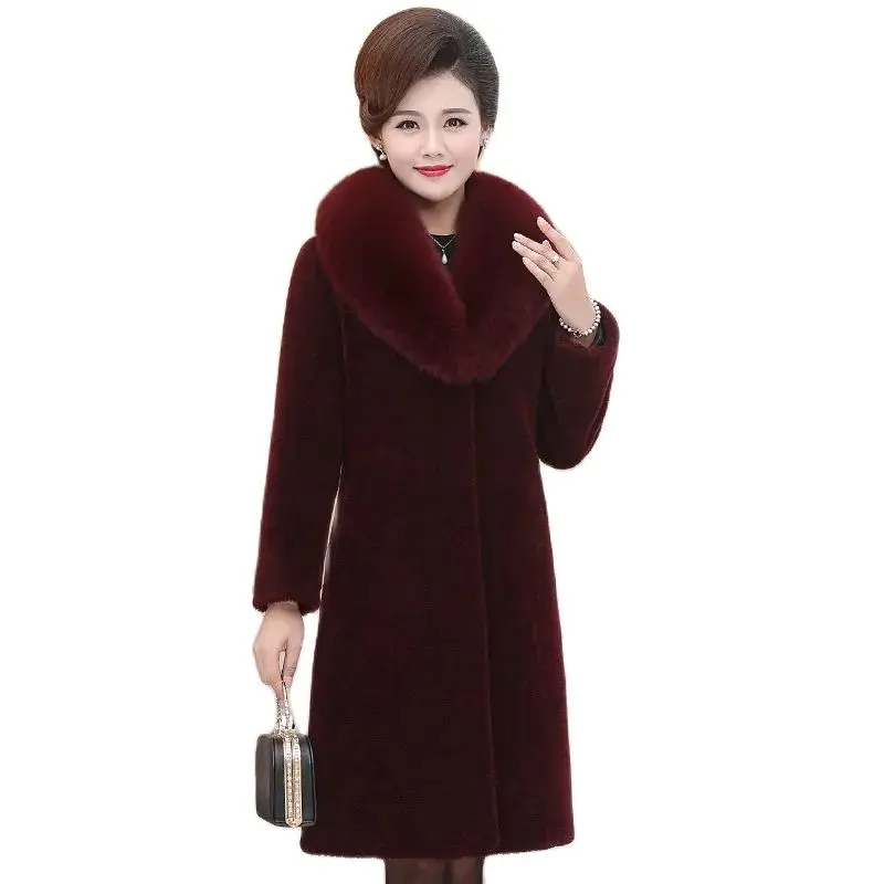 

Imitation Fox Fur Collar Fake Mink Velvet Coat Is Thin Fur Coat Women Long Imitation Mink Jacket Women Autumn Winter Thickening