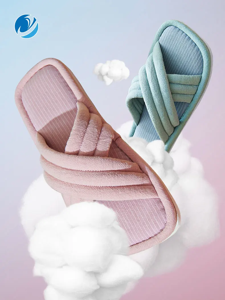 

Женские домашние тапочки Mo Dou из хлопчатобумажной ткани, простые шлепанцы с ремешком из ткани, мягкая подошва из ЭВА для пар, для спальни