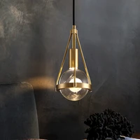iwhd nordic modern crystal ball pendant lights fixtures bedroom dinning living room pure copper hanging lamp lighting luminaria