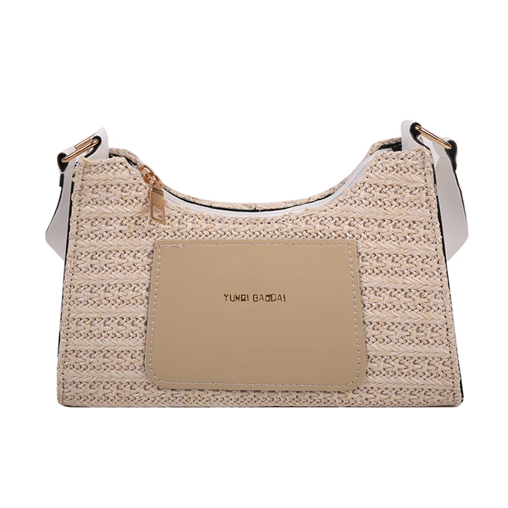 

Handmade Shoulder Bag Summer Casual Retro Women Casual Woven PU Leather Small Purse Patchwork Shoulder Underarm Bags