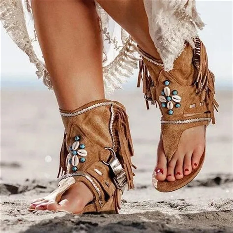

Large size women's tassel flat flip-flop sandals new fashion breathable platform sandals womens shoes casual bottom women slides