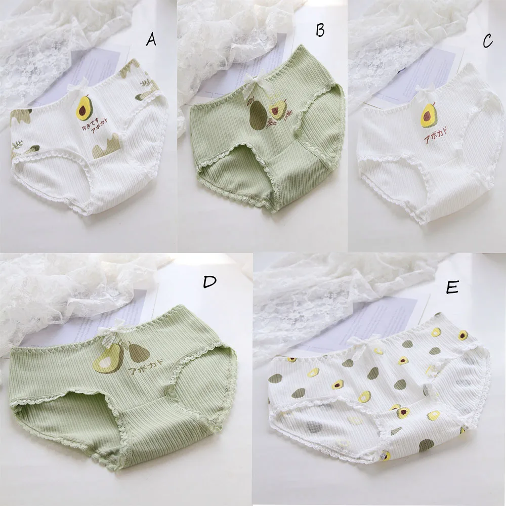 Трусики авокадо кружевное женское нижнее белье с бантиком хлопковые трусики