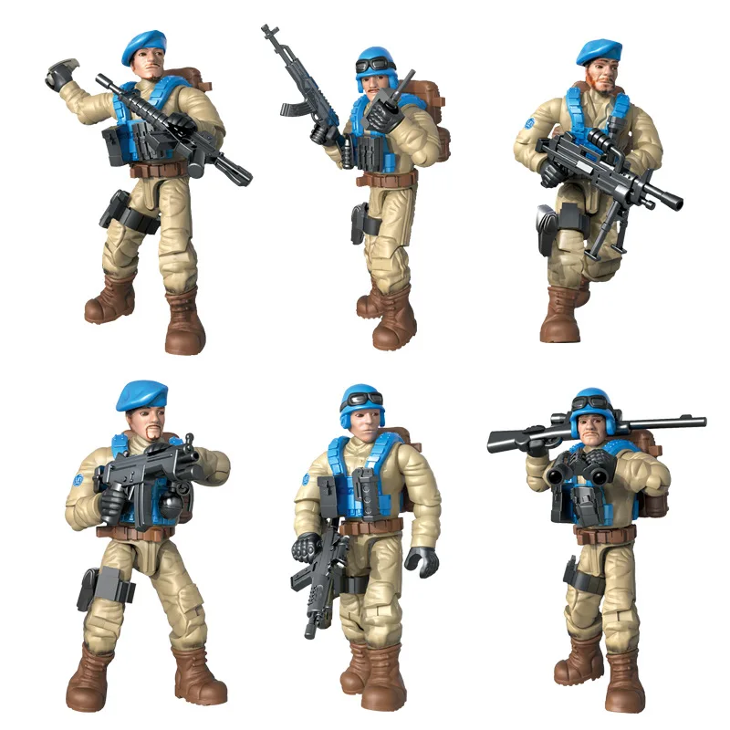 

6Pcs City Police Military Weapon Guns Building Blocks Series UN peacekeeping forces SWAT MOC Model DIY Toys For Children Gift