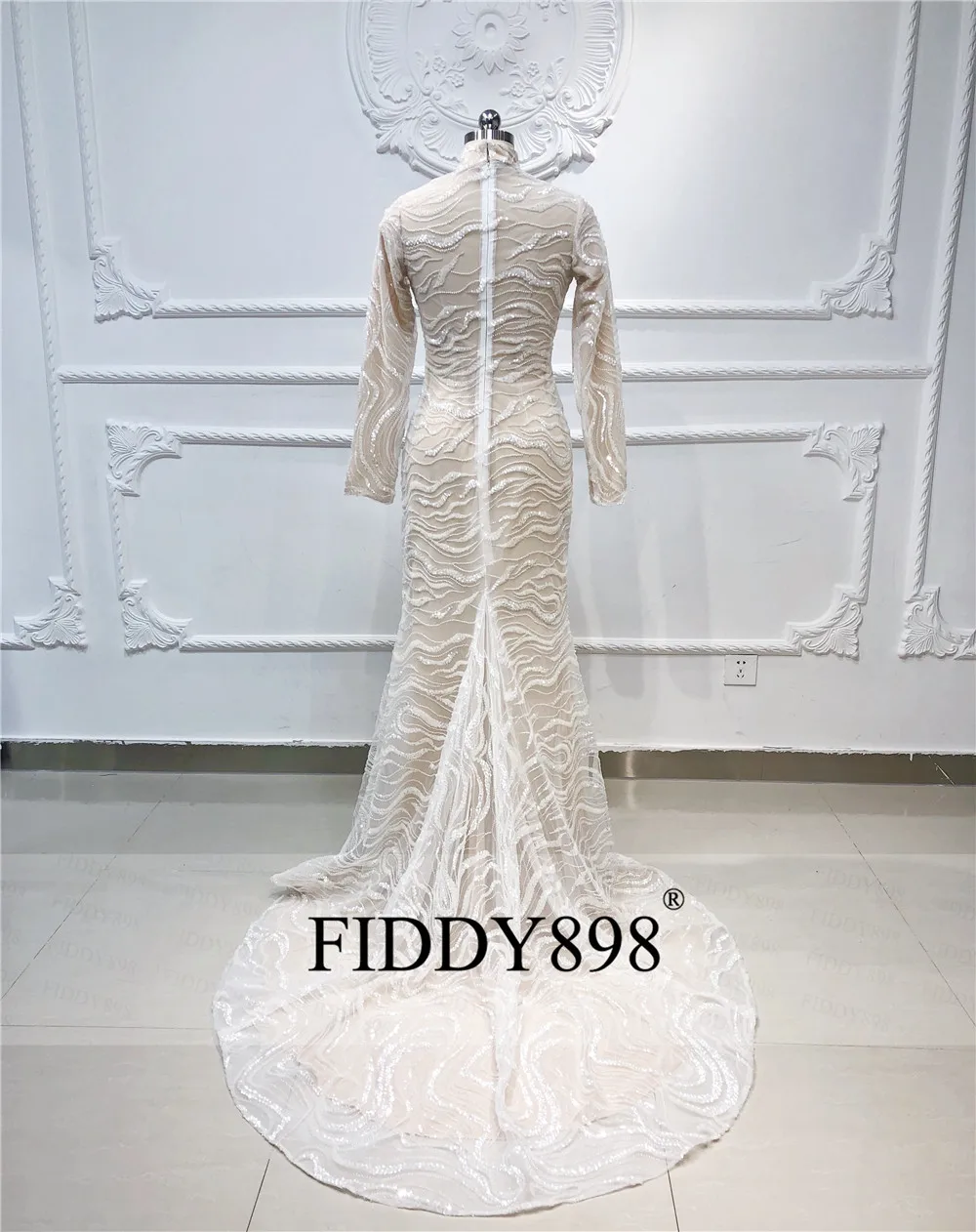 Вечернее платье русалки с длинным рукавом мусульманский высокой шеей вечернее