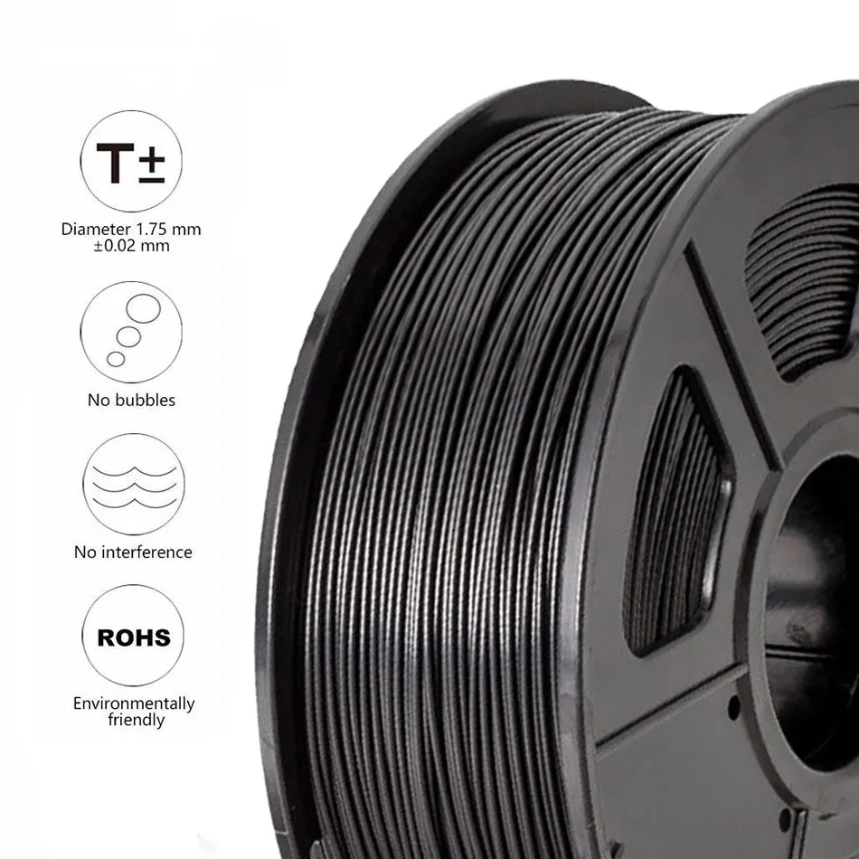SUNLU PLA Carbon Fiber 3D Filament 10 rolls/set Hardness PLA Carbon 3D Printer Filament Black Color