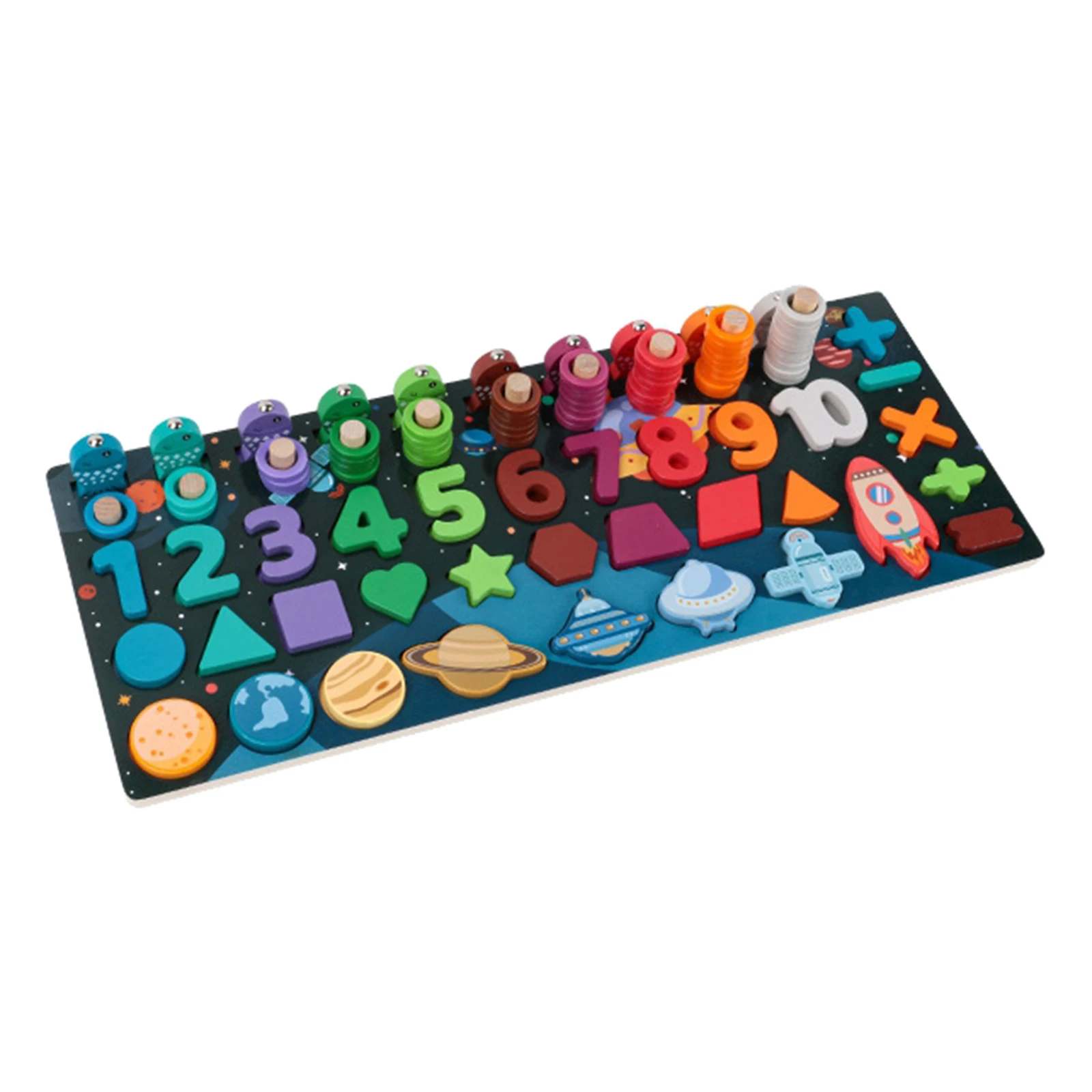 

Wooden Number Puzzle Montessori Toy Shape Sort Math Counting