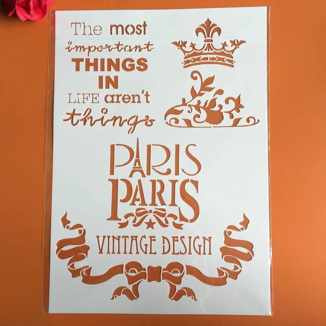 A4 29 * 21cm Paris Crown DIY Stencils Wall Painting Scrapbook Coloring Embossing Album Decorative Paper Card Template