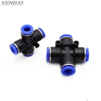 pzag pneumatic air fitting 4 6 8 10 12mm od hose 4 way cross shaped splitter push in pneumatic tube connector quick fittings