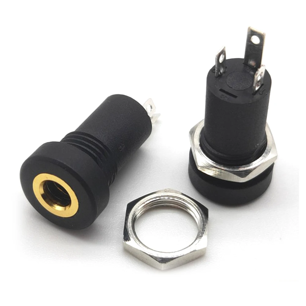

5 Pcs PJ-392A 3.5Mm 3 Pole Black Audio Jack Socket Stereo Solder Panel Connector