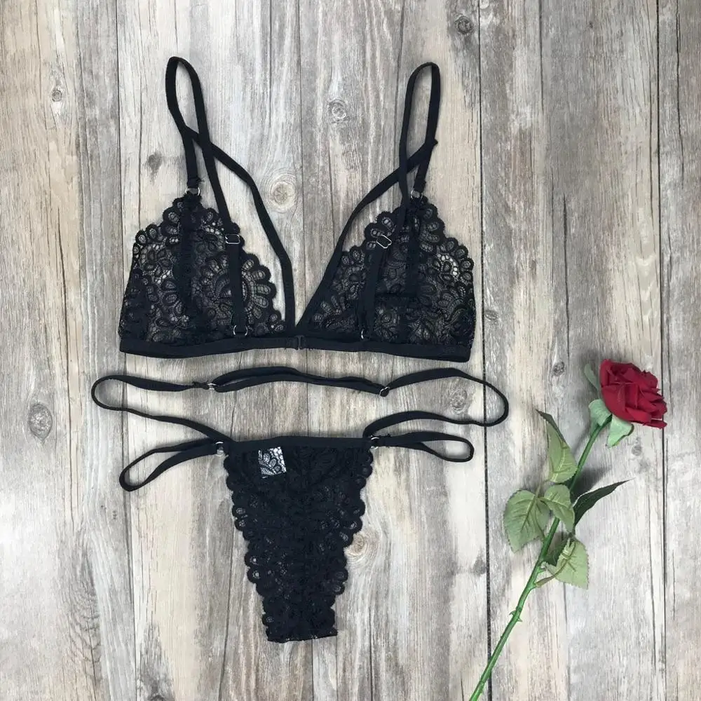 Sexy Lace Lingerie for Women Solid Color Underwear Wire-Free Bra Panty Bandage Set Soutien Gorge Femme 2019 New Hot Sale YE | Женская